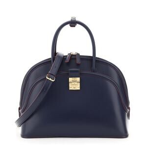 MCM Tracy Anna Dark Navy Blue Top Handle Crossbody Bag Large Tote NWT